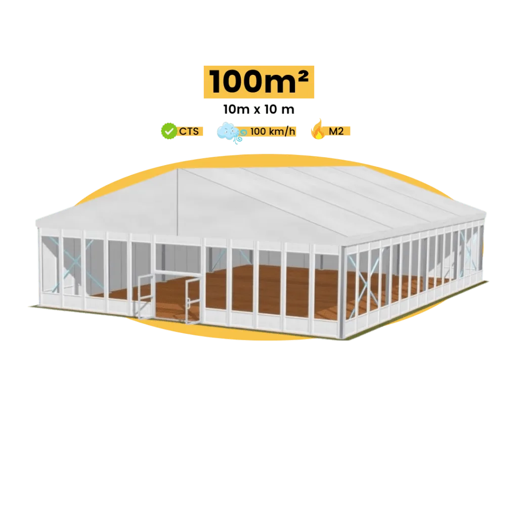 Chapiteau - tente de réception 10m x 10m - Bi-pente