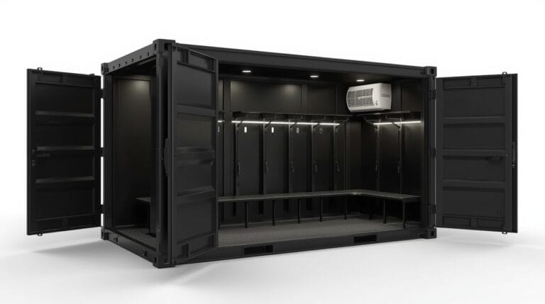 aménagement container padel conteneur vestiaire