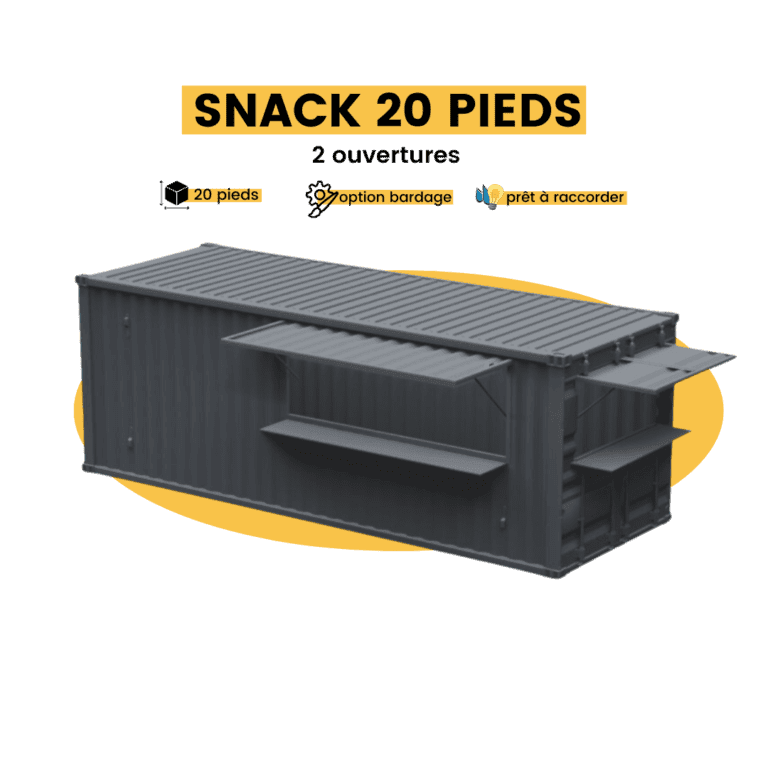 container snack container snack 20 pieds - 2 ouvertures