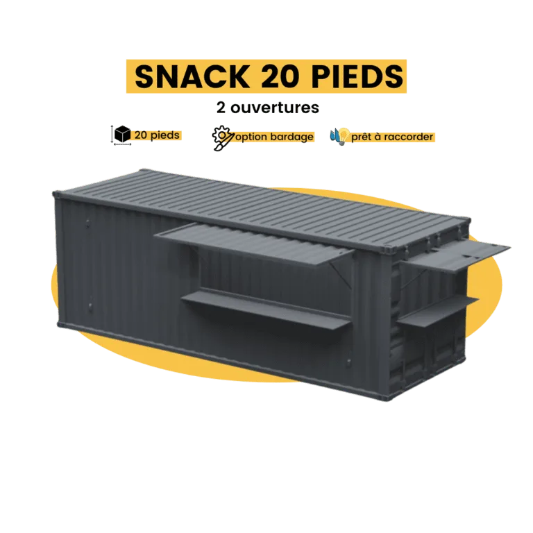 container snack 20 pieds - 2 ouvertures