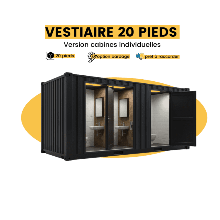 container vestiaire 20 pieds version cabines individuelles