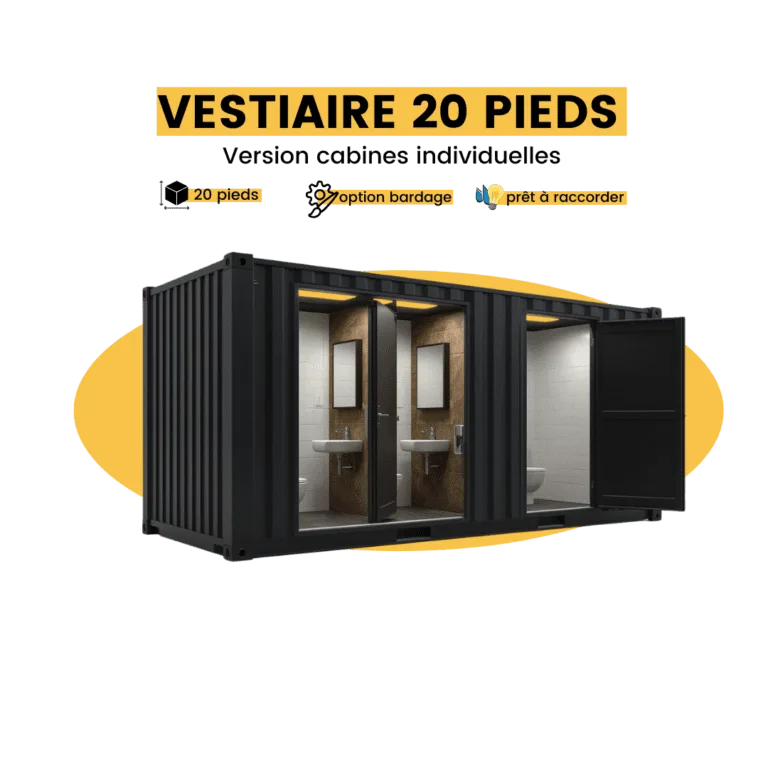 container vestiaire 20 pieds version cabines individuelles