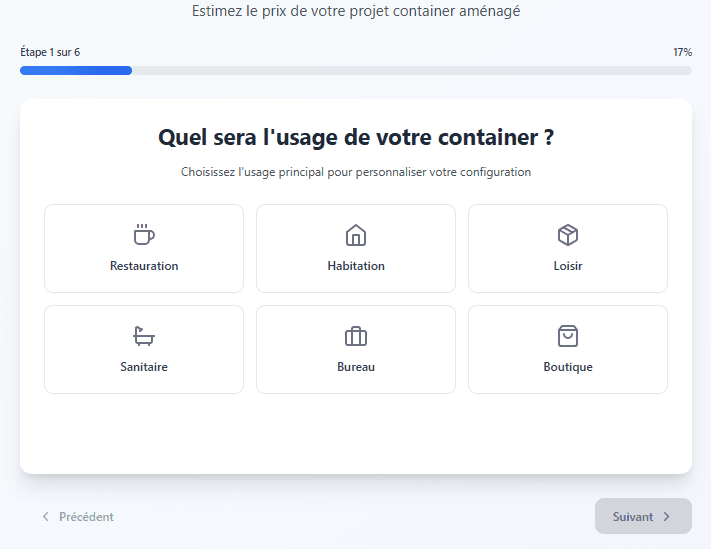 simulateur prix container aménagé